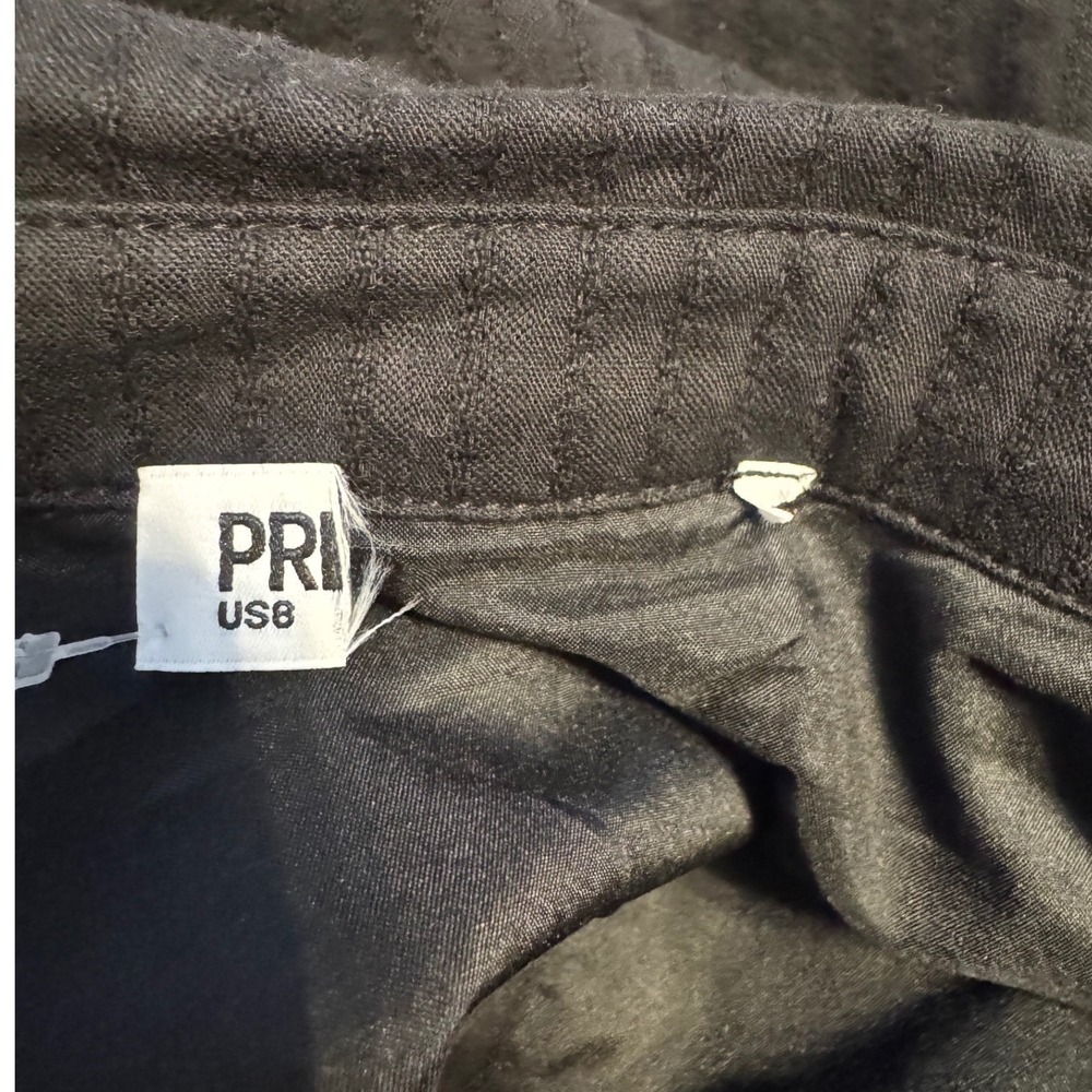 Princess Polly Black Pinstripe Lace Trim Button Down Shirt US 8 Textured Cotton - Picture 7 of 7